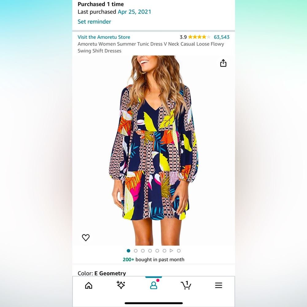Amoretu Women Summer Tunic Dress V Neck Casual Loose Flowy Swing Shift Dresses